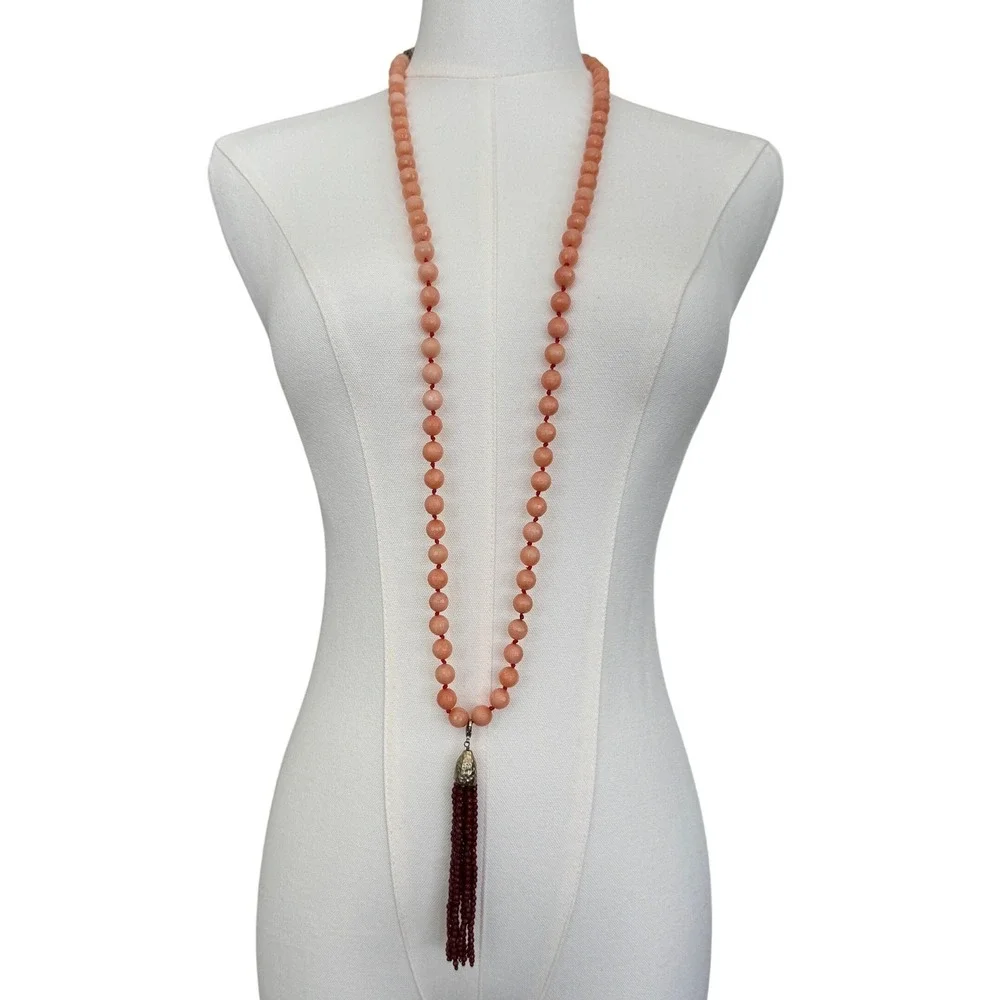 Rosantica Milano Tassel Necklace Women OS Peach Ruby Agate Himalaya NWT